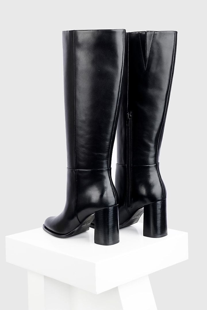 Black Genuine Leather Long Boots by Oroh at Pernia's Pop Up Shop