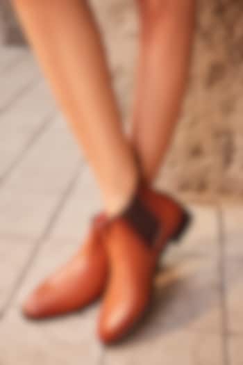 Tan Genuine Leather Chelsea Boots by Oroh at Pernia's Pop Up Shop