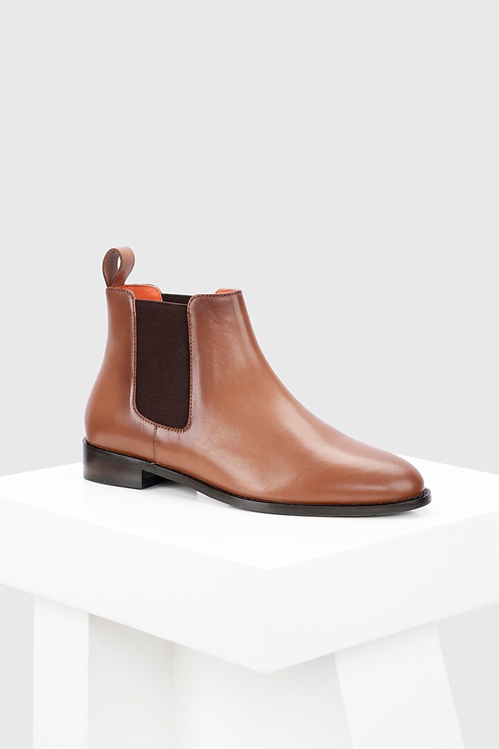 Tan Genuine Leather Chelsea Boots by Oroh at Pernia's Pop Up Shop