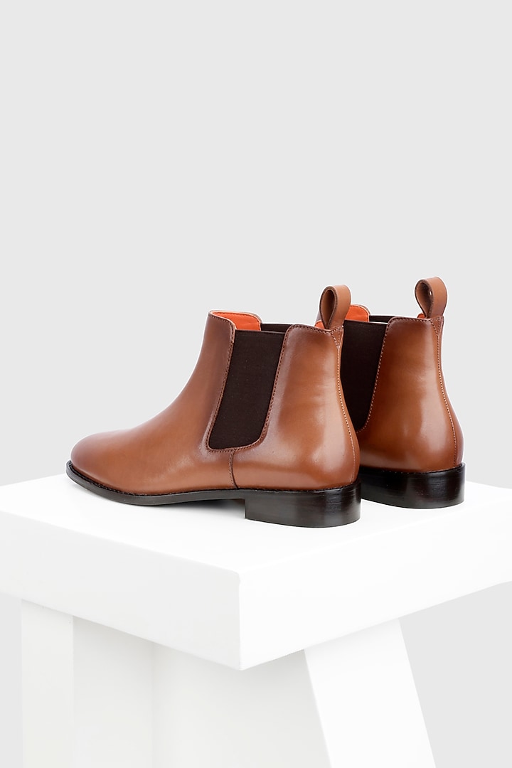 Tan Genuine Leather Chelsea Boots by Oroh at Pernia's Pop Up Shop