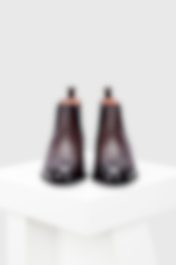 Maroon Genuine Leather Chelsea Boots by Oroh at Pernia's Pop Up Shop