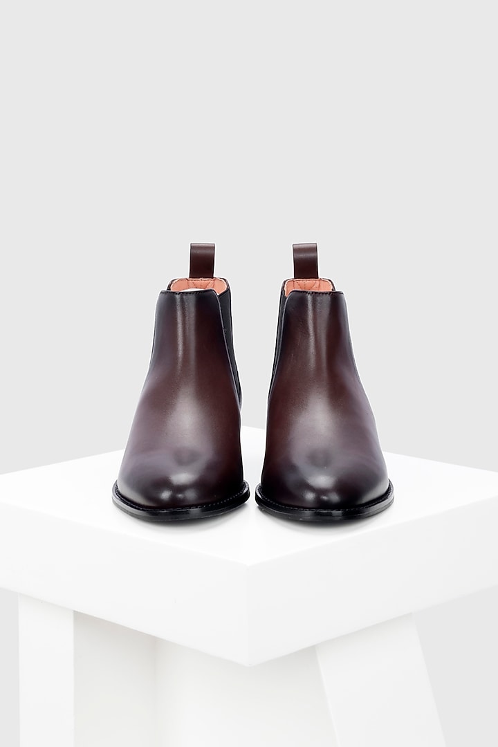 Maroon Genuine Leather Chelsea Boots by Oroh at Pernia's Pop Up Shop