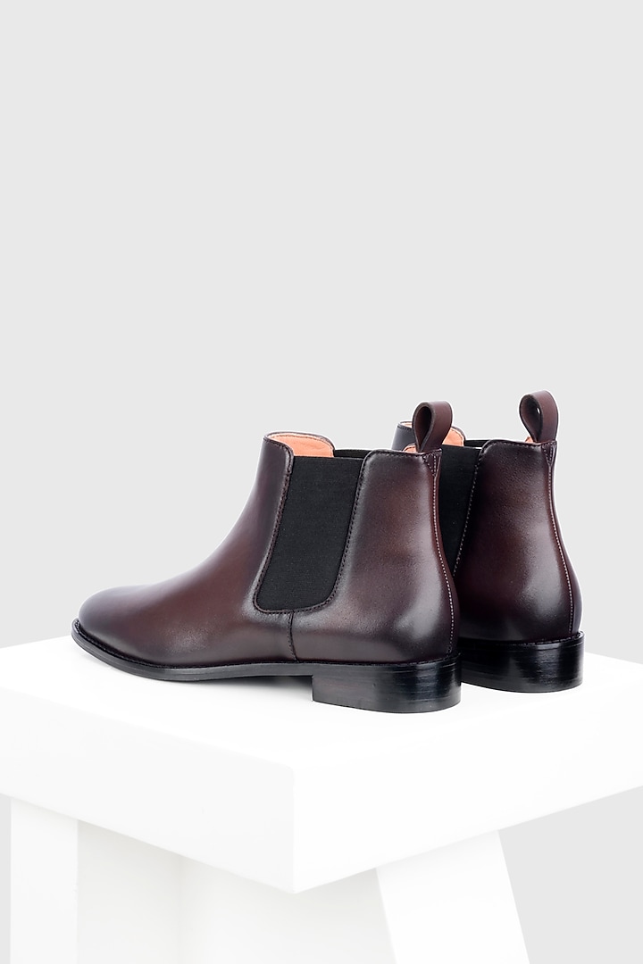 Maroon Genuine Leather Chelsea Boots by Oroh at Pernia's Pop Up Shop