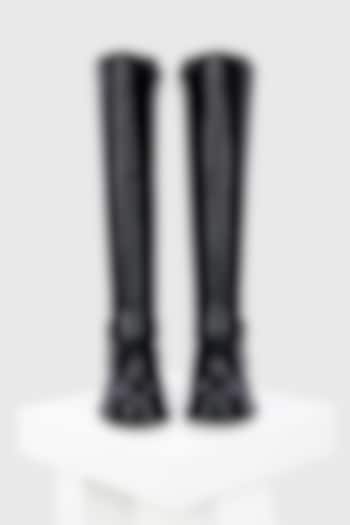 Black Genuine Leather Long Boots by Oroh at Pernia's Pop Up Shop