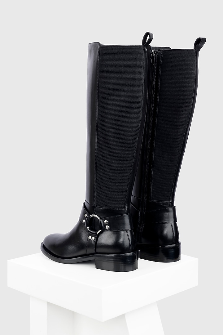 Black Genuine Leather Long Boots by Oroh at Pernia's Pop Up Shop