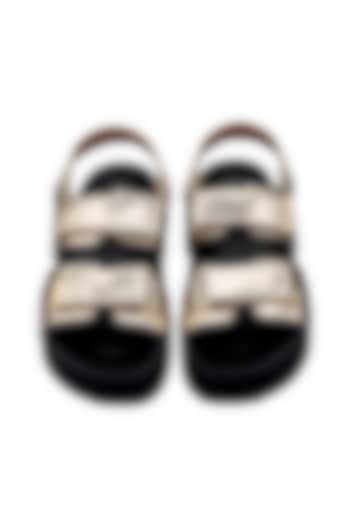 Golden Genuine Leather Footbed Sandals by Oroh at Pernia's Pop Up Shop