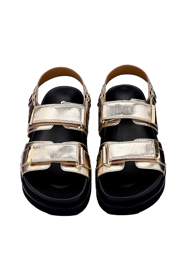 Golden Genuine Leather Footbed Sandals by Oroh at Pernia's Pop Up Shop
