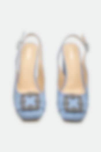 Blue Genuine Leather Square-Toe Heels by Oroh at Pernia's Pop Up Shop
