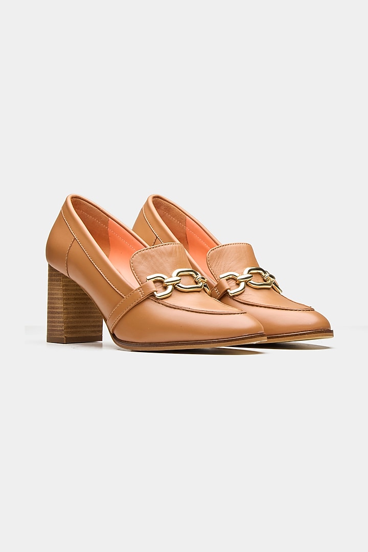 Tan Genuine Leather Heels by Oroh at Pernia's Pop Up Shop