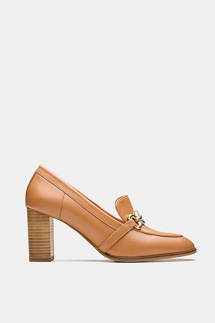 Tan Genuine Leather Heels by Oroh at Pernia's Pop Up Shop
