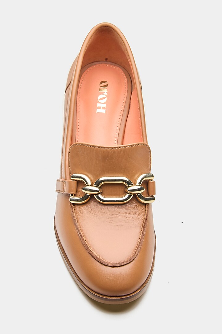 Tan Genuine Leather Heels by Oroh at Pernia's Pop Up Shop