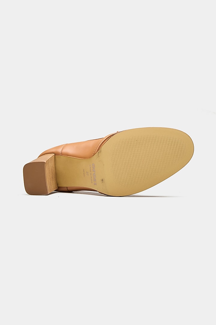 Tan Genuine Leather Heels by Oroh at Pernia's Pop Up Shop