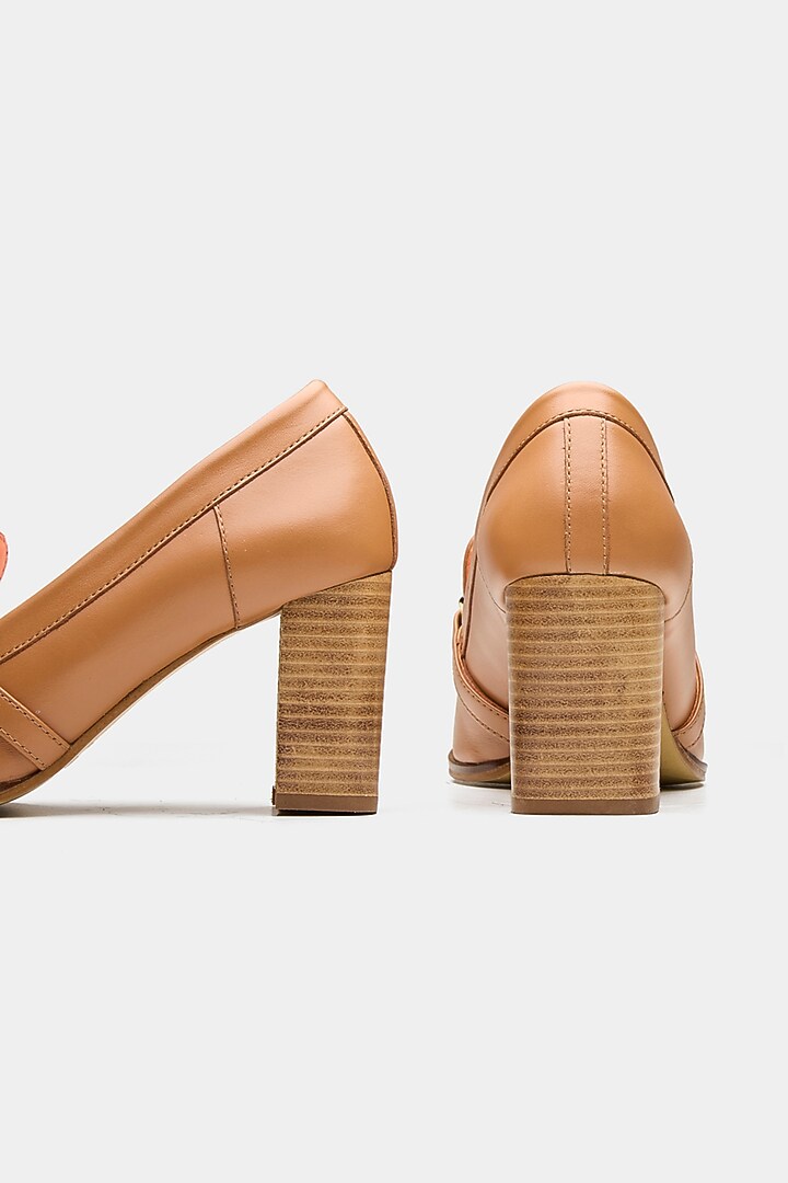 Tan Genuine Leather Heels by Oroh at Pernia's Pop Up Shop
