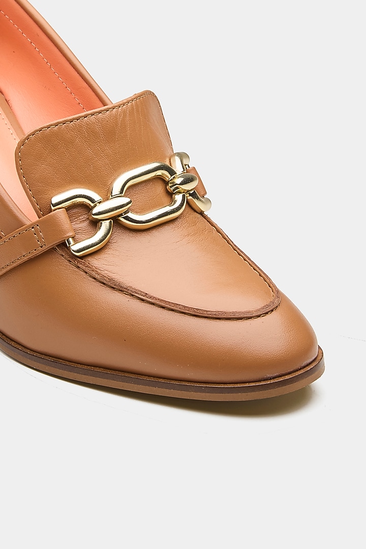 Tan Genuine Leather Heels by Oroh at Pernia's Pop Up Shop