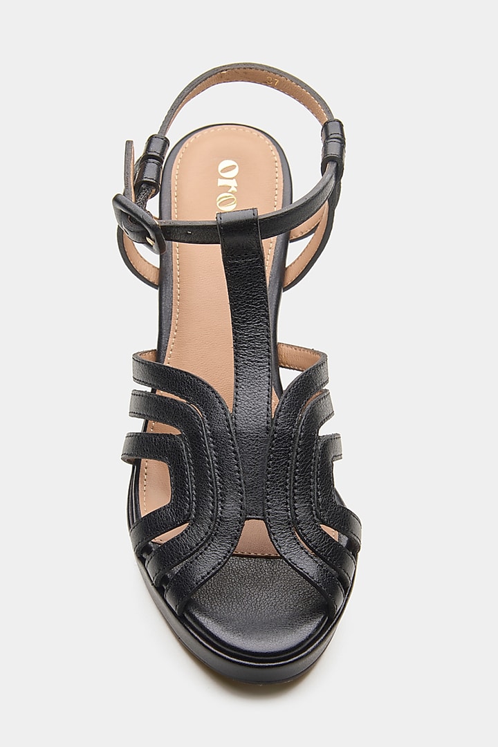 Black Genuine Leather Platform Heels by Oroh at Pernia's Pop Up Shop