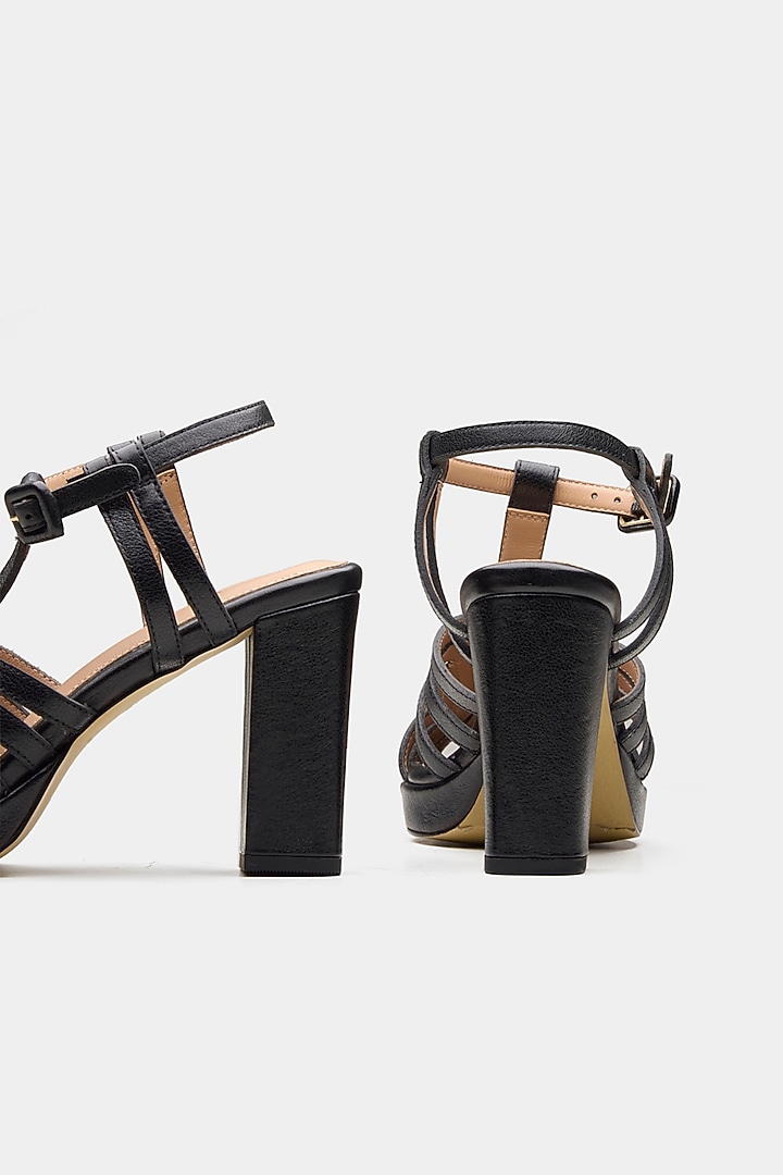 Black Genuine Leather Platform Heels by Oroh at Pernia's Pop Up Shop