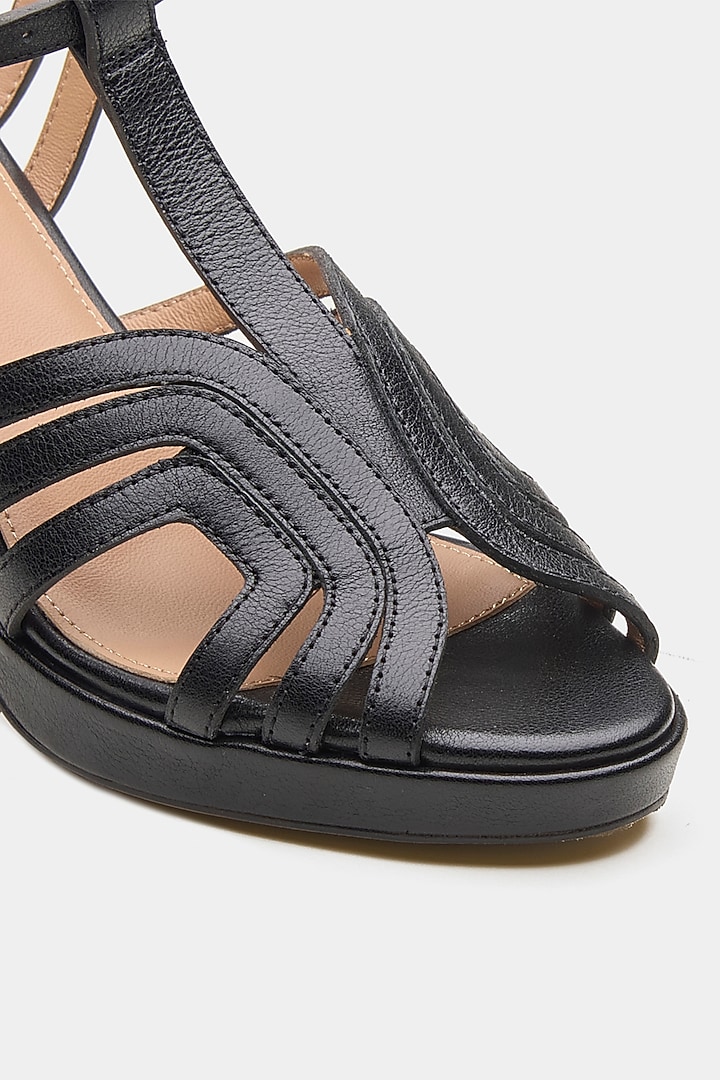 Black Genuine Leather Platform Heels by Oroh at Pernia's Pop Up Shop