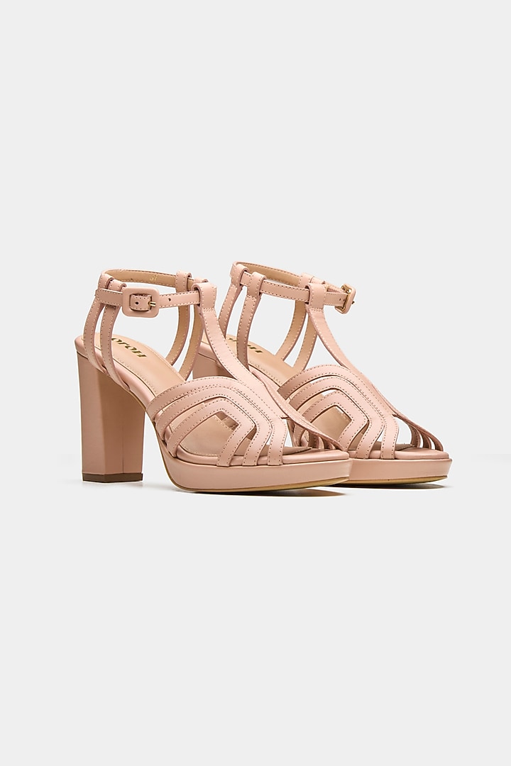 Pink Genuine Leather Platform Heels by Oroh at Pernia's Pop Up Shop