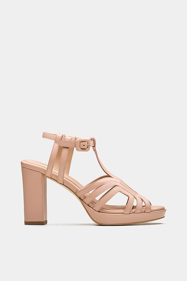 Pink Genuine Leather Platform Heels by Oroh at Pernia's Pop Up Shop