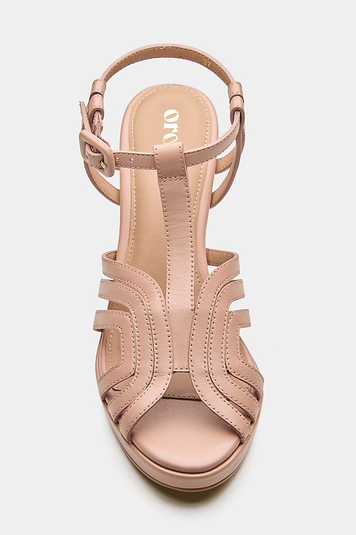 Pink Genuine Leather Platform Heels by Oroh at Pernia's Pop Up Shop