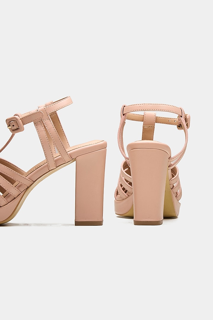 Pink Genuine Leather Platform Heels by Oroh at Pernia's Pop Up Shop
