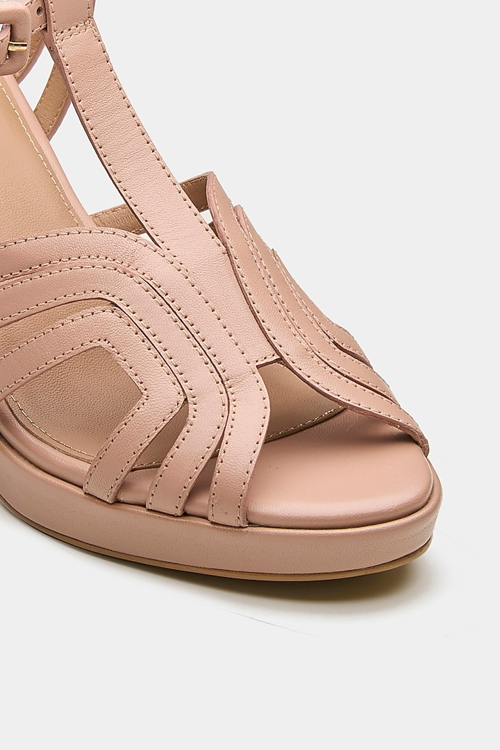 Pink Genuine Leather Platform Heels by Oroh at Pernia's Pop Up Shop