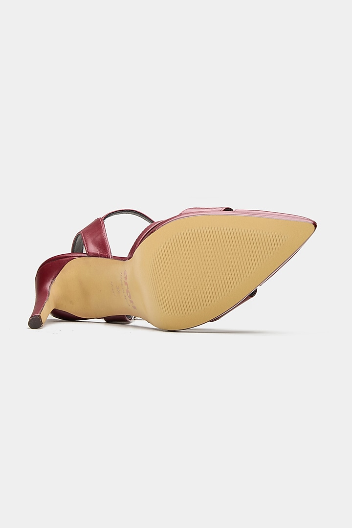 Maroon Genuine Leather Strappy Heels by Oroh at Pernia's Pop Up Shop