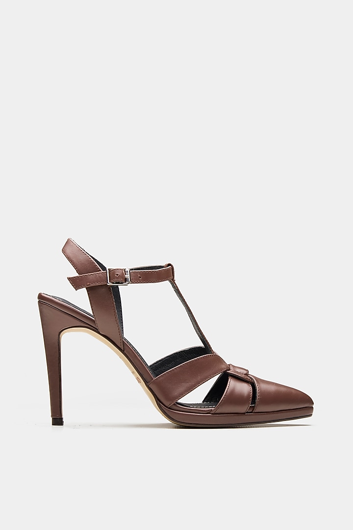 Brown Genuine Leather Strappy Heels by Oroh at Pernia's Pop Up Shop