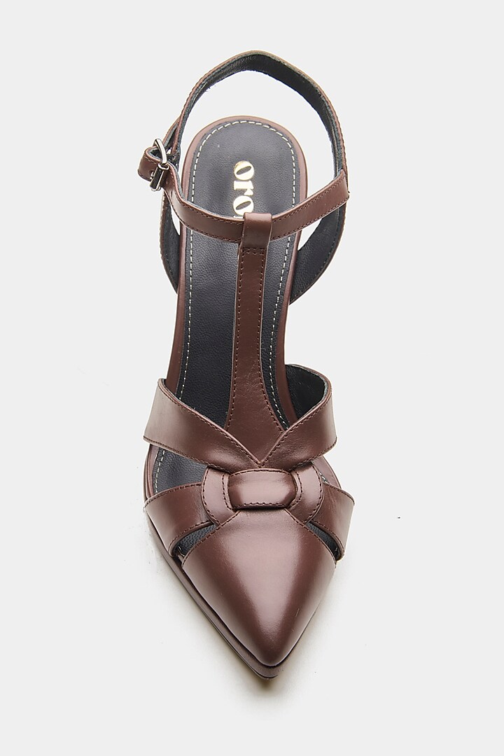 Brown Genuine Leather Strappy Heels by Oroh at Pernia's Pop Up Shop