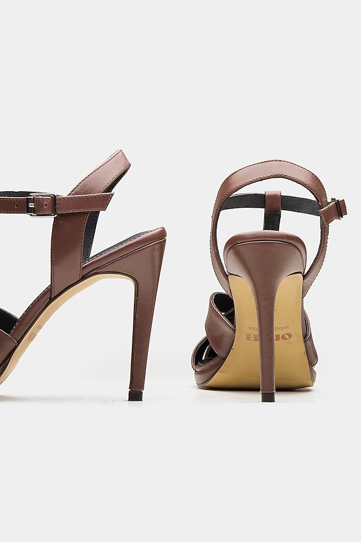 Brown Genuine Leather Strappy Heels by Oroh at Pernia's Pop Up Shop