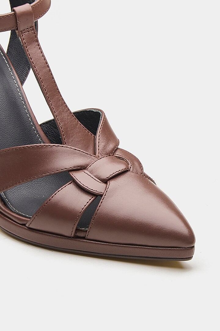 Brown Genuine Leather Strappy Heels by Oroh at Pernia's Pop Up Shop