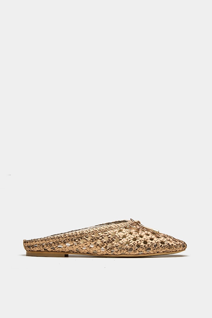Bronze Genuine Leather Hand-Woven Ballerina Flats by Oroh at Pernia's Pop Up Shop