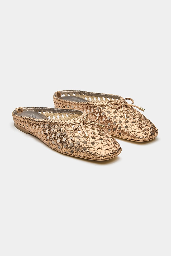 Bronze Genuine Leather Hand-Woven Ballerina Flats by Oroh at Pernia's Pop Up Shop