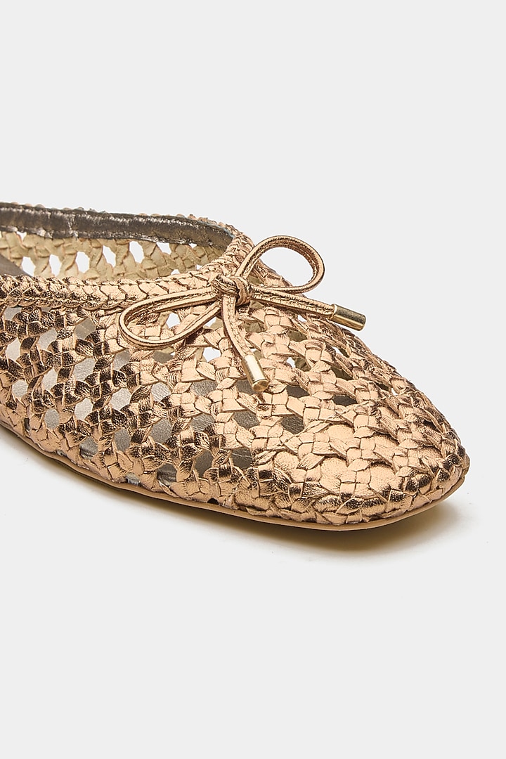 Bronze Genuine Leather Hand-Woven Ballerina Flats by Oroh at Pernia's Pop Up Shop