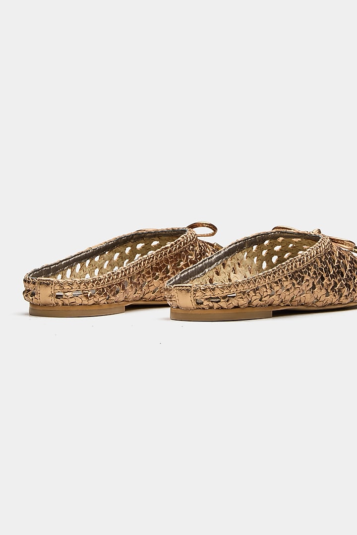 Bronze Genuine Leather Hand-Woven Ballerina Flats by Oroh at Pernia's Pop Up Shop