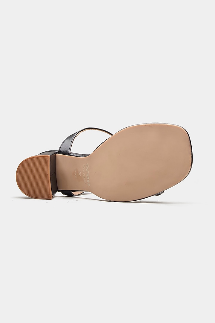 Black Genuine Leather Block Heels by Oroh at Pernia's Pop Up Shop