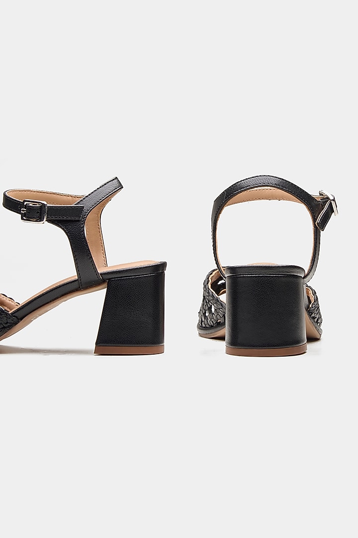 Black Genuine Leather Block Heels by Oroh at Pernia's Pop Up Shop