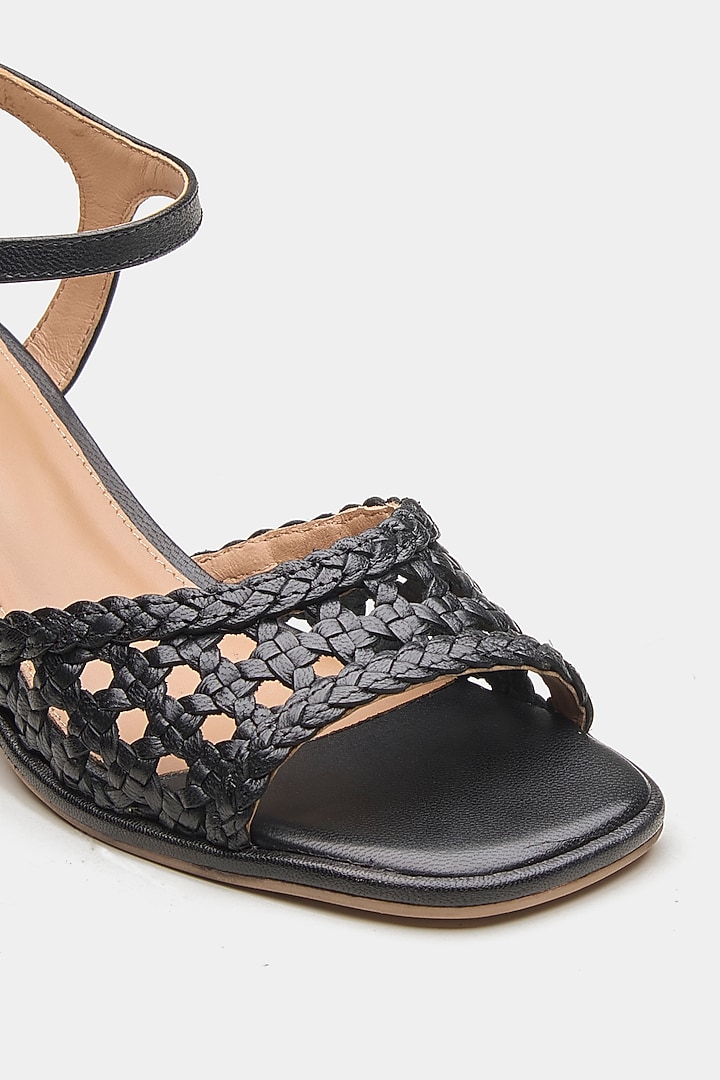 Black Genuine Leather Block Heels by Oroh at Pernia's Pop Up Shop