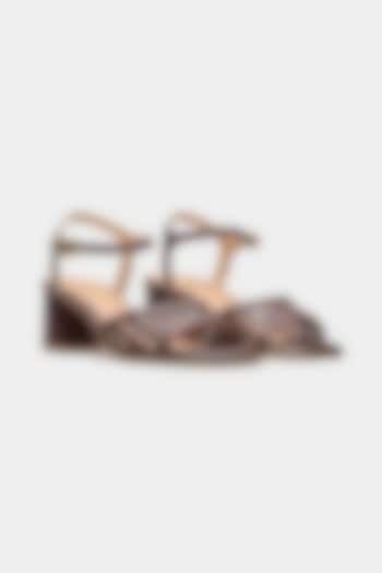 Brown Genuine Leather Block Heels by Oroh at Pernia's Pop Up Shop