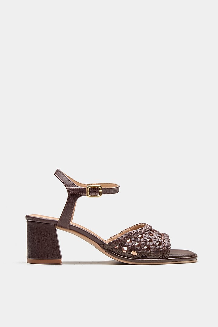 Brown Genuine Leather Block Heels by Oroh at Pernia's Pop Up Shop