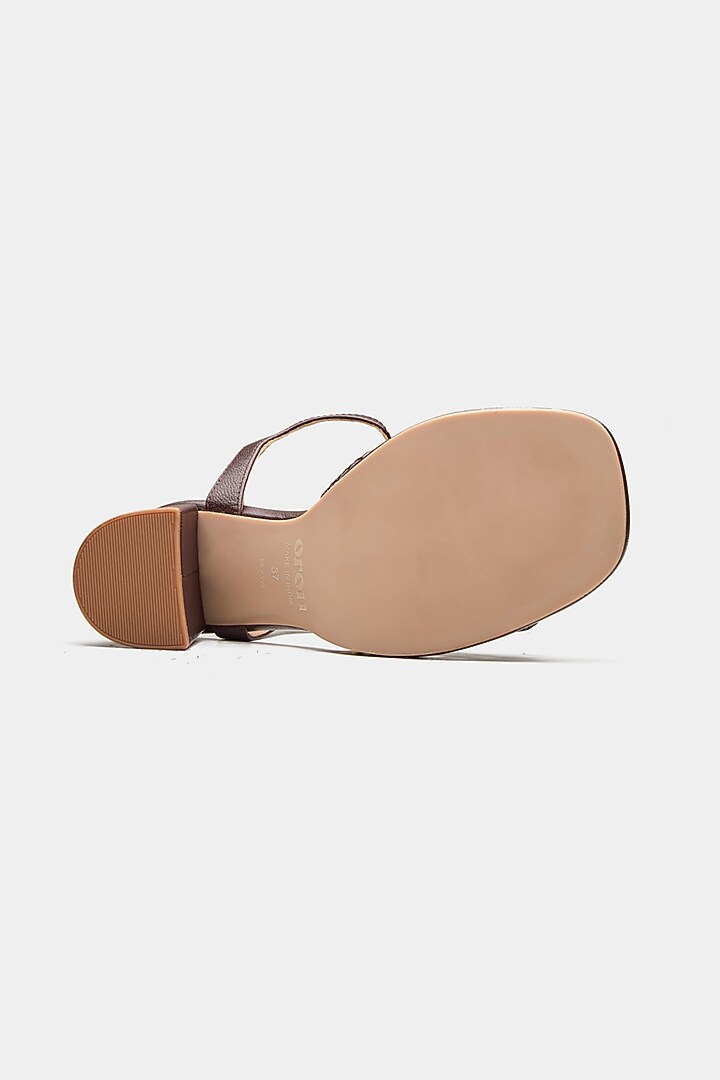 Brown Genuine Leather Block Heels by Oroh at Pernia's Pop Up Shop