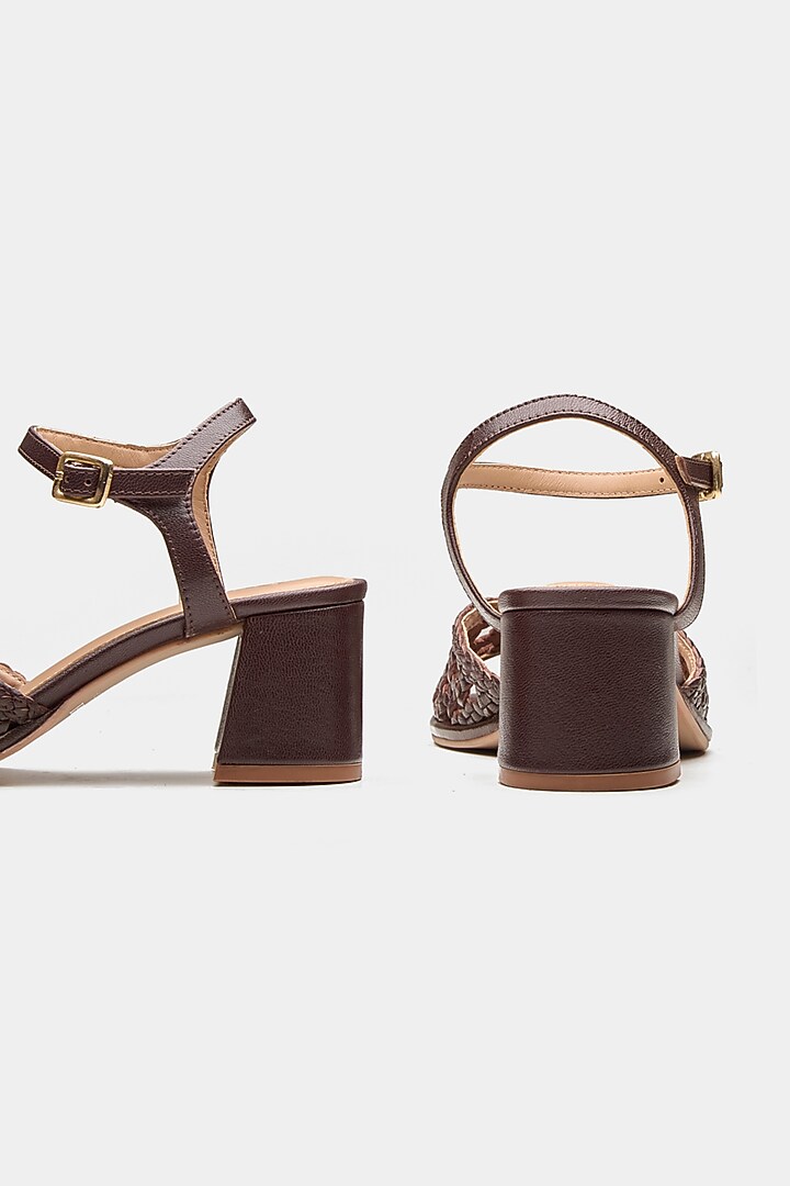 Brown Genuine Leather Block Heels by Oroh at Pernia's Pop Up Shop