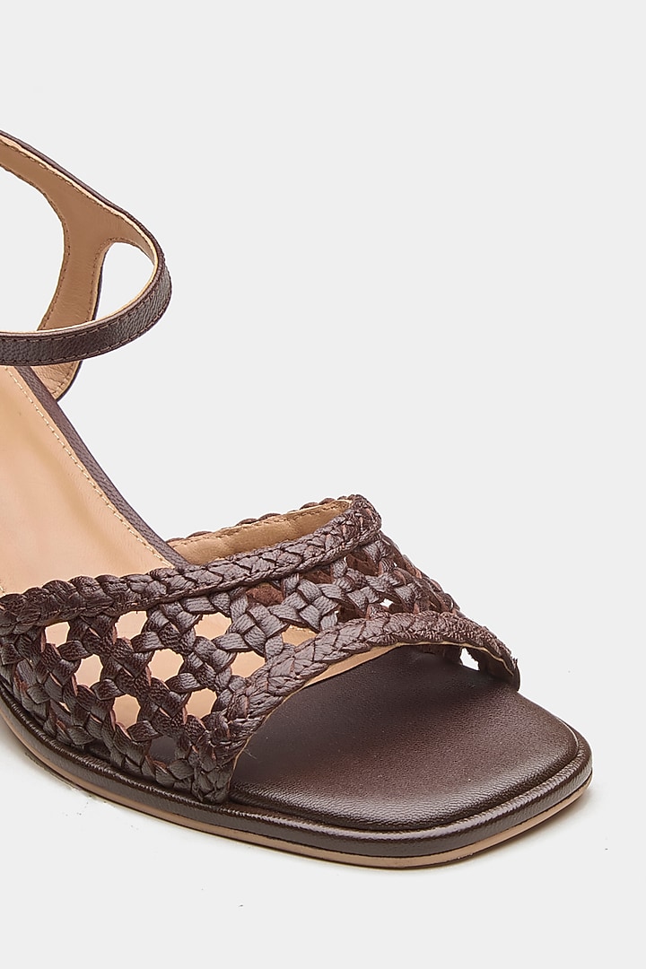 Brown Genuine Leather Block Heels by Oroh at Pernia's Pop Up Shop