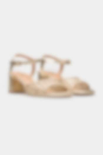 Gold Genuine Leather Block Heels by Oroh at Pernia's Pop Up Shop