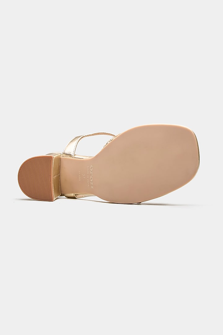 Gold Genuine Leather Block Heels by Oroh at Pernia's Pop Up Shop