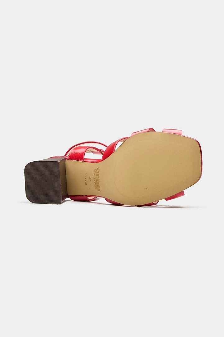 Red Genuine Leather Strappy Heels by Oroh at Pernia's Pop Up Shop