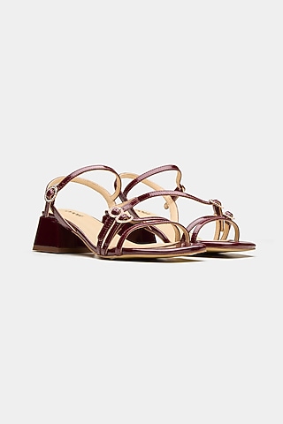Maroon Genuine Leather Strappy Heels by Oroh