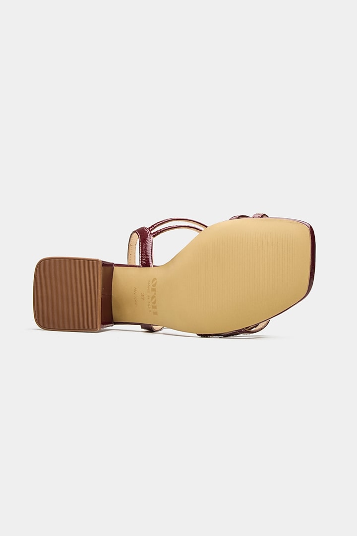 Maroon Genuine Leather Strappy Heels by Oroh at Pernia's Pop Up Shop
