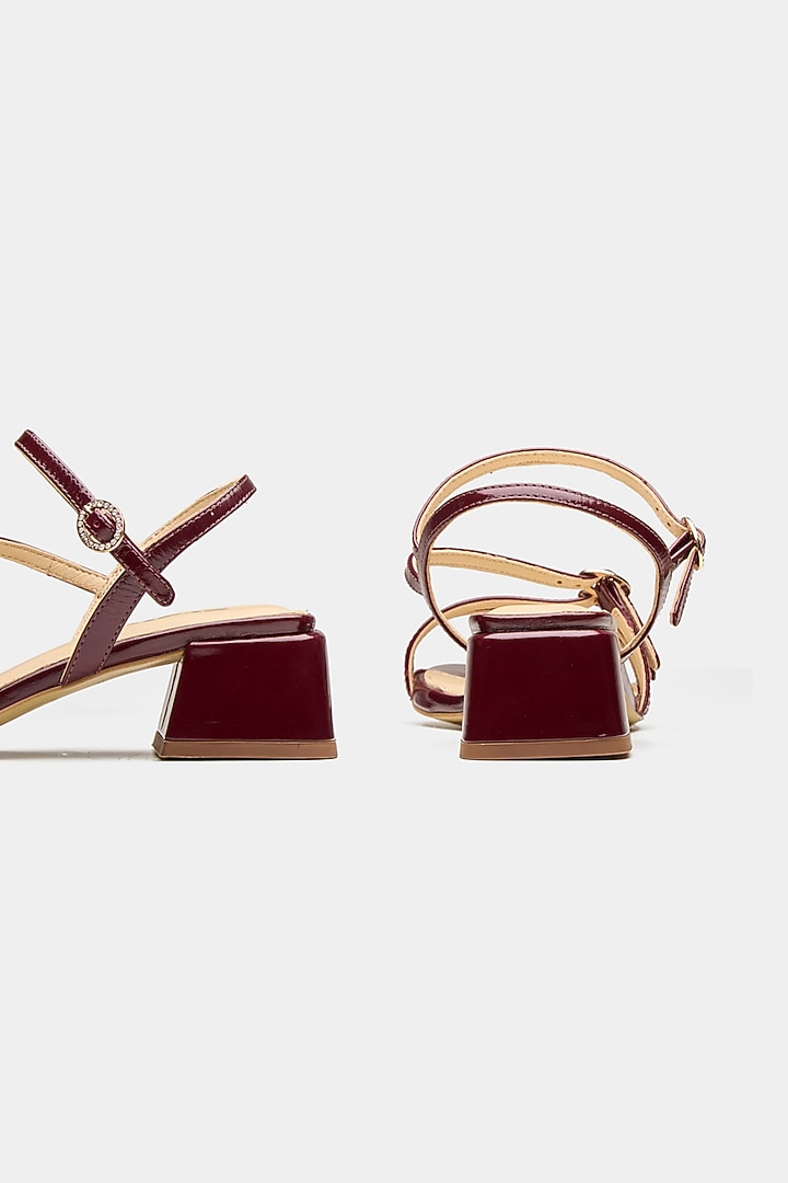 Maroon Genuine Leather Strappy Heels by Oroh at Pernia's Pop Up Shop