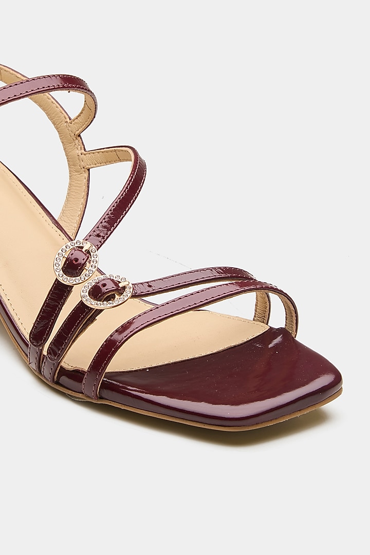 Maroon Genuine Leather Strappy Heels by Oroh at Pernia's Pop Up Shop